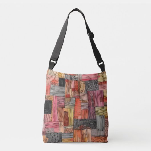 Patchwork van lijnen en kleuren" Medium tas - (Voorkant)