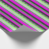Patchwork van zwart-wit en neon strepen cadeaupapier (Hoek)