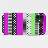 Patchwork van zwart-wit en neon strepen Case-Mate iPhone case (Achterkant (horizontaal))
