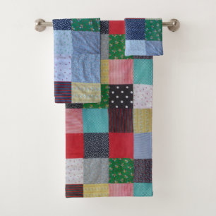 patchwork vintage de carrés à motifs colorés