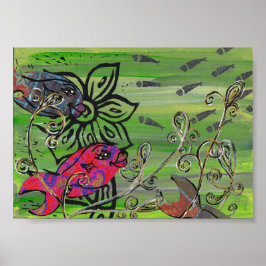 Patchwork visafdrukken poster