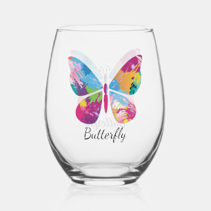 Patchwork vlinder ontwerp Stemless wijnglas Zonder Voet