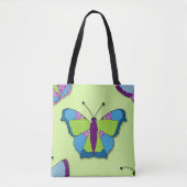Patchwork Vlinderpatroon op Groen Draagtas (Voorkant)