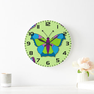 Patchwork Vlinderpatroon op Groen Grote Klok