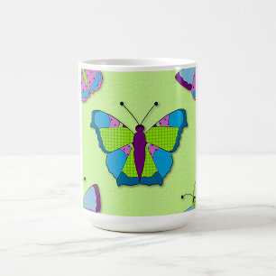 Patchwork Vlinderpatroon op Groen Koffiemok