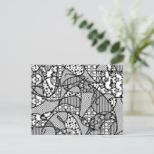 Patchwork voor zwart-wit patroon 04 briefkaart (Staand voorkant)