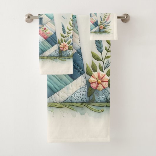 Patchwork Vuurtoren Kust Bloemenscène Bad Handdoek (Insitu)