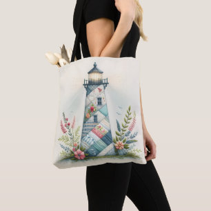 Patchwork Vuurtoren Kust Bloemenscène Draagtas