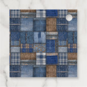 Patchwork Western Denim Bear Blue Jean Baby Shower Bedankjes Labels (Achterkant)