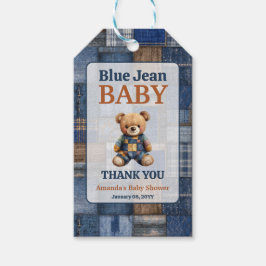 Patchwork Western Denim Bear Blue Jean Baby Shower Cadeaulabel