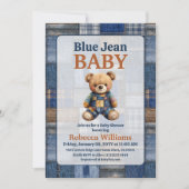 Patchwork Western Denim Bear Blue Jean Baby Shower Kaart (Voorkant)