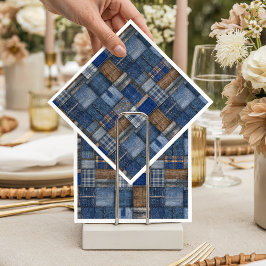 Patchwork Western Denim Bear Blue Jean Baby Shower Servet