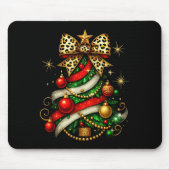 Patchwork Xmas Merry Christmas Tree Coquette Leopa Muismat (Voorkant)