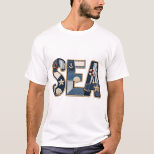 Patchwork Zee Quilted PNG Kust Naai Ontwerp T-shirt