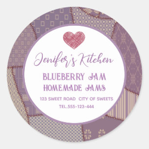 Patchwork zelfgemaakte jam classic ronde sticker