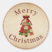Patchworkdeken Kerstmis Merry Christmas Ronde Stic Sticker (Voorkant)