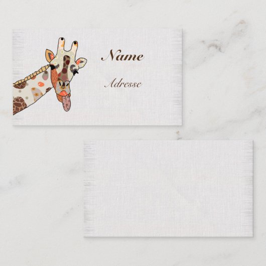 Patchworkgiraffe  visitekaartje (Voorkant / Achterkant)