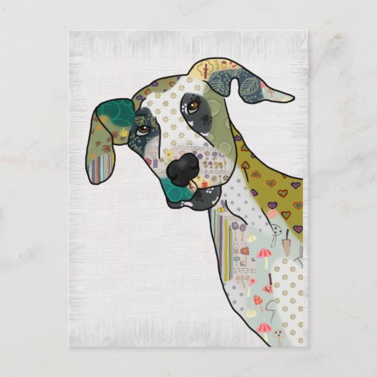 Patchworkhund Briefkaart (Voorkant)