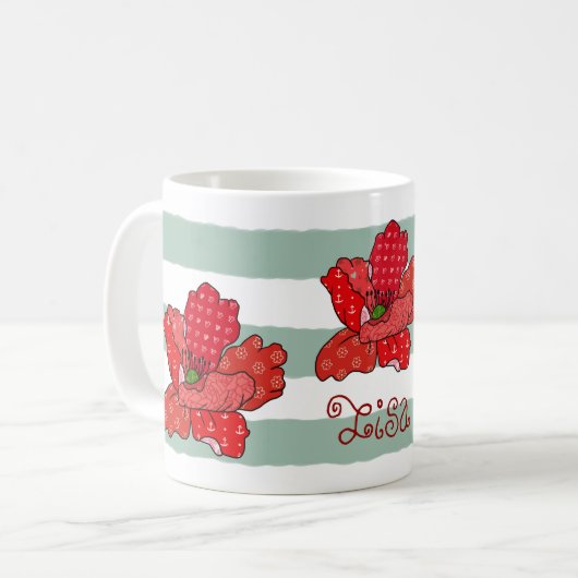 Patchworkmohn Kaffeetasse, personalisiert Koffiemok (Voorkant links)
