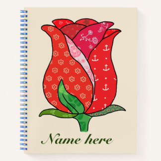 Patchworkrose, personalisiert Notizblock Notitieboek