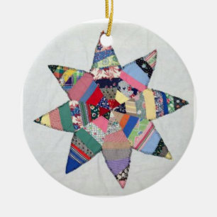 Patchworkstar quilt-vakantieversiering keramisch ornament