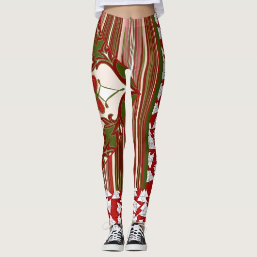 Patchy Stripes Kerstfeest Leggings (Voorkant)