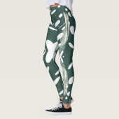 Pâte funky Pale Green Leaf Imprimer Leggings (Gauche)