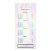 Pâte moderne holographique glam salon menu service (Devant)