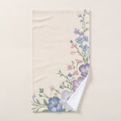 Pâte violet, blanc & bleu Botanique Flore Imprimer (Serviette à main)