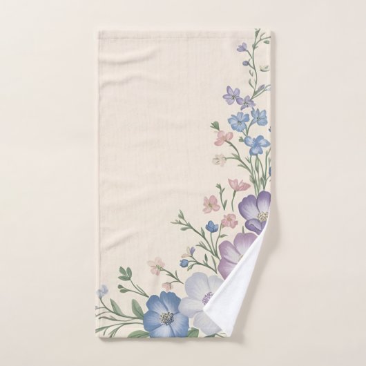 Pâte violet, blanc & bleu Botanique Flore Imprimer (Serviette à main)