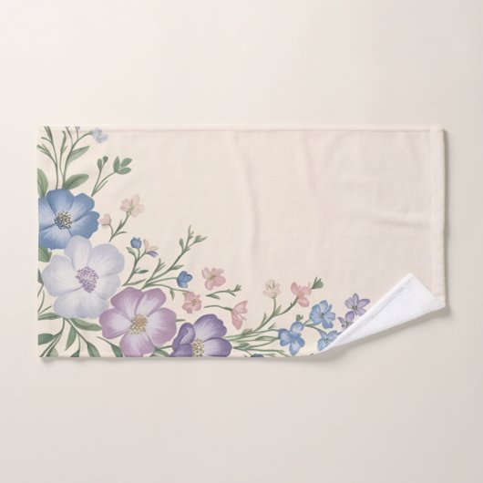 Pâte violet, blanc & bleu Botanique Flore Imprimer (Serviette à main)