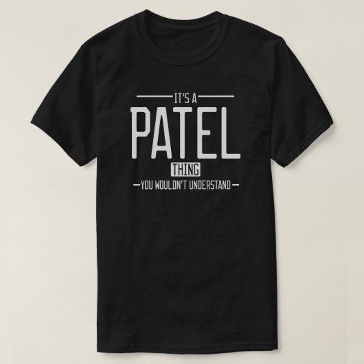 Patel grappige achternaam grappige familie t-shirt (Design voorkant)