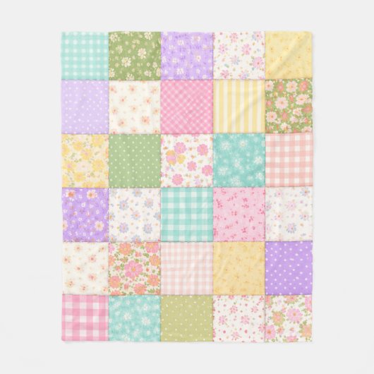 Patel Patchwork Dekbedovertrek Patroon Fleece Deken (Voorkant)