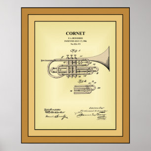Patenttekening ~ F.A. Buesoher ~ Cornet ~ Poster