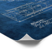 Patenttekening voor Rowing Shell Seat Poster (Hoek)