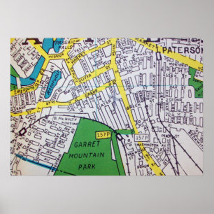 Paterson, affiche vintage de carte de NJ