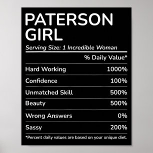 Paterson Meisje Grappig New Jersey Thuisstad  Poster