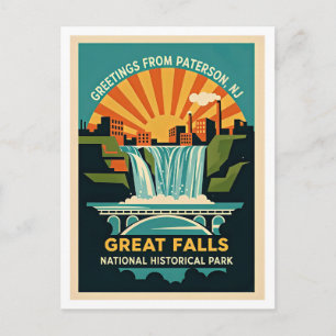 Paterson NJ Great Falls Historisch District Retro Briefkaart