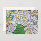 Paterson, NJ  Map Briefkaart (Voorkant / Achterkant)