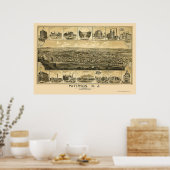 Paterson, NJ Panoramic Map - 1880 Poster (Keuken)