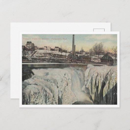 Paterson NJ, Passaic Herfsten in de winter 1910 Briefkaart (Voorkant / Achterkant)