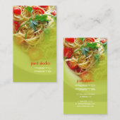 Pâtes au pesto + cartes de visite de restaurant (Devant / Derrière)