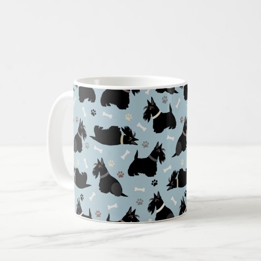 Pâtes de Terrier écossais noir et Mug de café Bone (Devant gauche)
