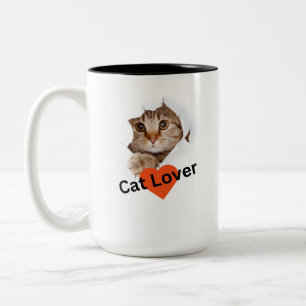 "Pâtes et gorgées : Cat Photo Céramique Mug à deux