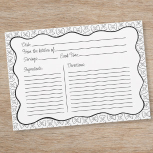 Pâtes Motif Chic Black & White Wavy Recette Carte
