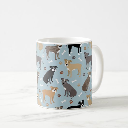 Pâtes Pitbulles et os de café Mug (Devant droit)