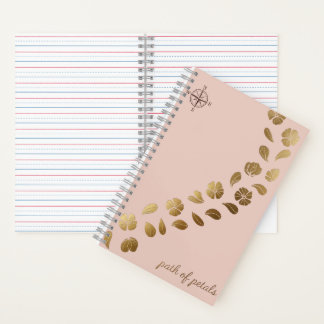 Path of Petals – Elegant Gold Flower Trail Journal Notitieboek