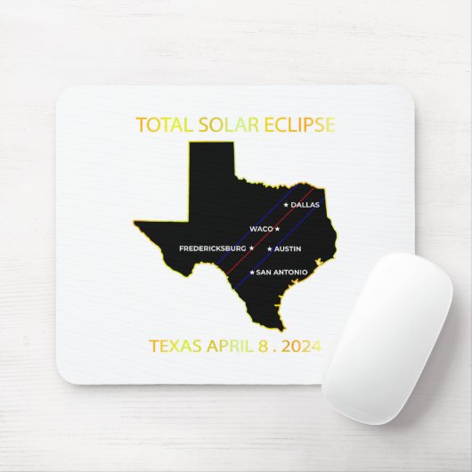 Path of Solar Eclipse 2024 interactieve kaart Texa Muismat (Met muis)