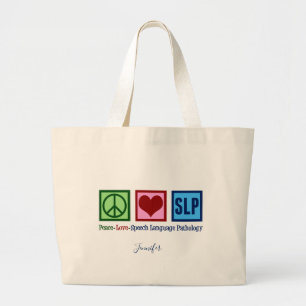 Pathologie van Peace Love Speech Language Grote Tote Bag