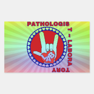 PATHOLOGIST SQUARE ASL LOVE LOGO RECHTHOEKIGE STICKER